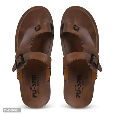 Men's Stylish and Trendy Tan Solid Synthetic Casual Comfort Sandals-thumb3