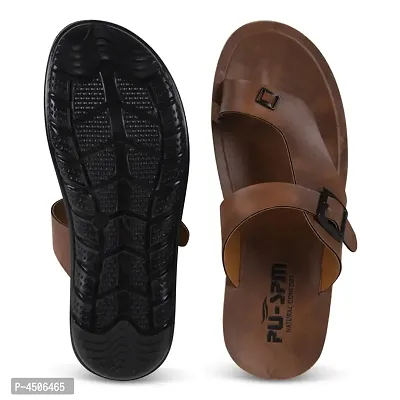 Men's Stylish and Trendy Tan Solid Synthetic Casual Comfort Sandals-thumb4