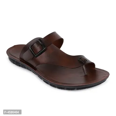 Men's Stylish and Trendy Brown Solid Synthetic Casual Comfort Sandals-thumb0