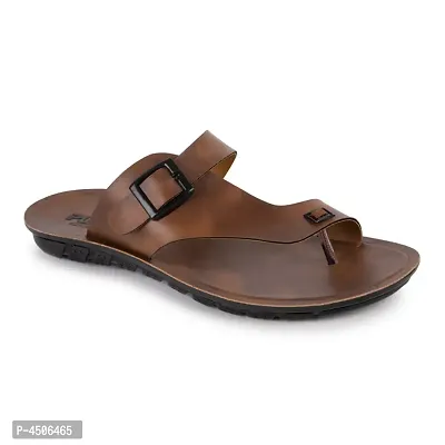 Men's Stylish and Trendy Tan Solid Synthetic Casual Comfort Sandals-thumb0