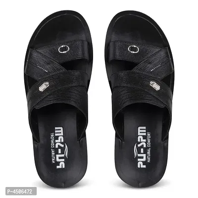 Men's Stylish and Trendy Black Solid Synthetic Casual Comfort Sandals-thumb3