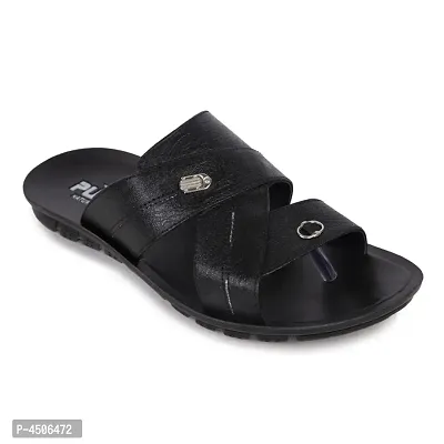 Men's Stylish and Trendy Black Solid Synthetic Casual Comfort Sandals-thumb0