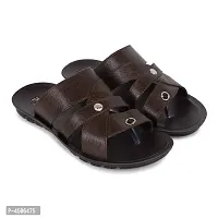 Men's Stylish and Trendy Brown Solid Synthetic Casual Comfort Sandals-thumb1