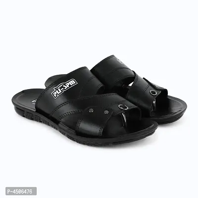 Men's Stylish and Trendy Black Solid Synthetic Casual Comfort Sandals-thumb2