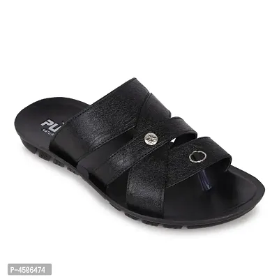 Men's Stylish and Trendy Black Solid Synthetic Casual Comfort Sandals