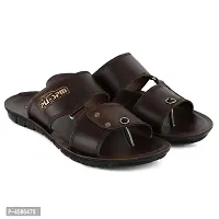Men's Stylish and Trendy Brown Solid Synthetic Casual Comfort Sandals-thumb1