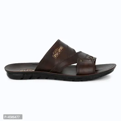 Men's Stylish and Trendy Brown Solid Synthetic Casual Comfort Sandals-thumb0
