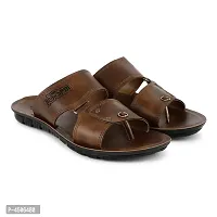 Men's Stylish and Trendy Tan Solid Synthetic Casual Comfort Sandals-thumb1