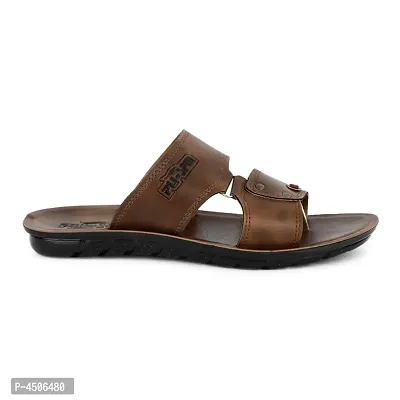 Men's Stylish and Trendy Tan Solid Synthetic Casual Comfort Sandals