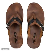 Men's Stylish and Trendy Brown Self Design Synthetic Casual Comfort Sandals-thumb2