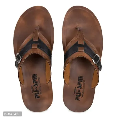 Men's Stylish and Trendy Brown Self Design Synthetic Casual Comfort Sandals-thumb3