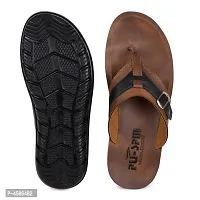 Men's Stylish and Trendy Brown Self Design Synthetic Casual Comfort Sandals-thumb3