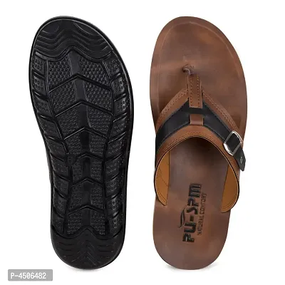 Men's Stylish and Trendy Brown Self Design Synthetic Casual Comfort Sandals-thumb4