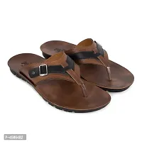 Men's Stylish and Trendy Brown Self Design Synthetic Casual Comfort Sandals-thumb1