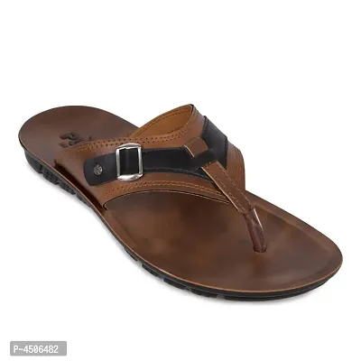 Men's Stylish and Trendy Brown Self Design Synthetic Casual Comfort Sandals-thumb0