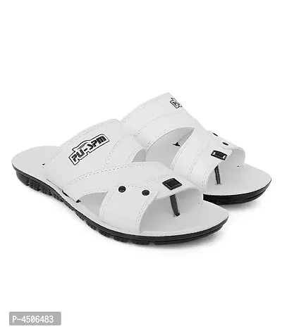 Men's Stylish and Trendy White Solid Synthetic Casual Comfort Sandals-thumb0
