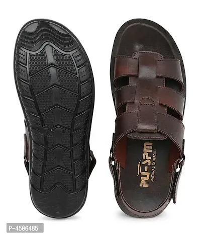 Men's Stylish and Trendy Brown Solid Synthetic Casual Comfort Sandals-thumb5