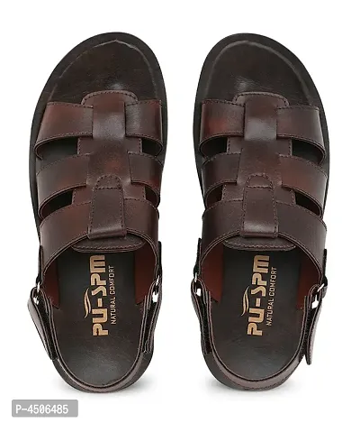 Men's Stylish and Trendy Brown Solid Synthetic Casual Comfort Sandals-thumb4