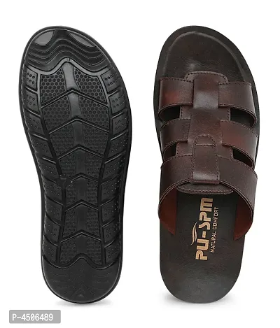 Men's Stylish and Trendy Brown Solid Synthetic Casual Comfort Sandals-thumb5