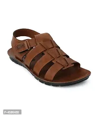 Men's Stylish and Trendy Tan Solid Synthetic Casual Comfort Sandals-thumb1