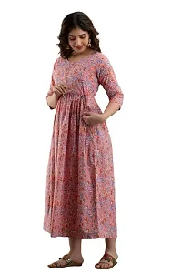 Anuom Women's Printed Cotton Maternity Kurti Gown for Women-thumb1