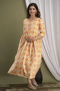 Anuom Women's Printed Cotton Maternity Designer Kurti Gown (XX-Large, Yellow)-thumb4