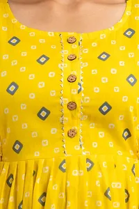 ANUOM Women's Printed Cotton Stylish Maternity Designer Kurti Gown (Yellow BANDAG) (Medium, Yellow)-thumb4
