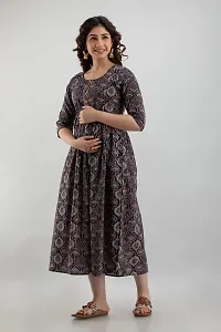 Anuom Women's Printed Cotton Maternity Kurti Gown-thumb3