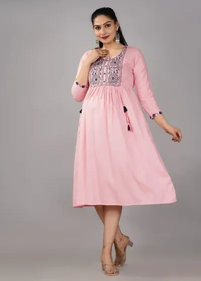 Stylish Rayon Pink Kurtas For Women