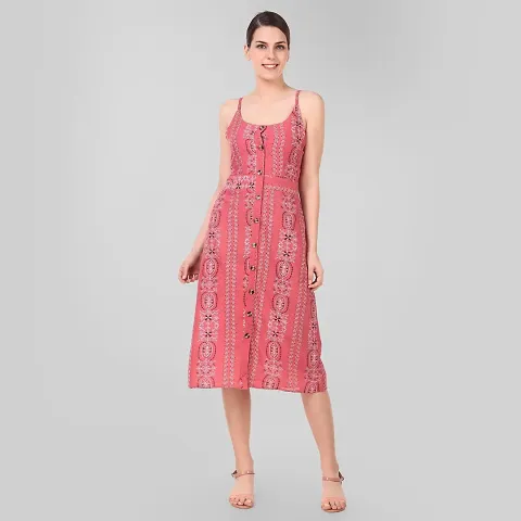 Wingzss Rayon Printed Sleeveless Dress Jaipuri New Rayon Dress-p