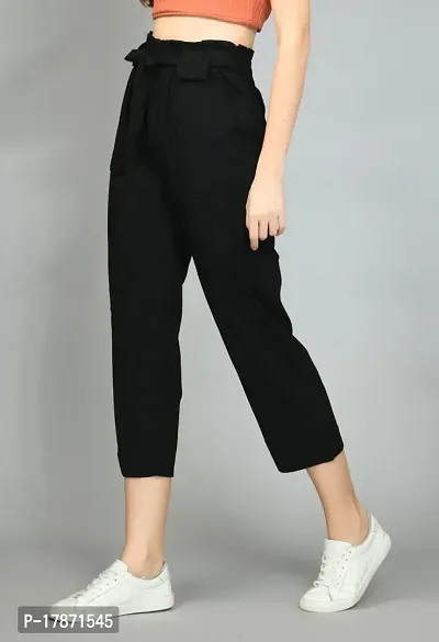 Classic Solid Cargo Trousers for Women-thumb4
