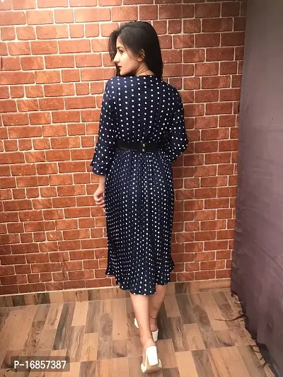 Classic Crepe Polka Dotted Dresses for Women-thumb2