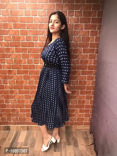 Classic Crepe Polka Dotted Dresses for Women-thumb3