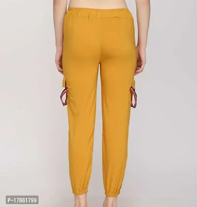 Classic Solid Cargo Trousers for Women-thumb3