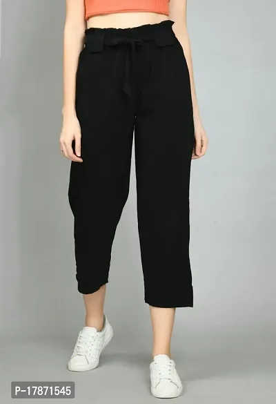 Classic Solid Cargo Trousers for Women-thumb0