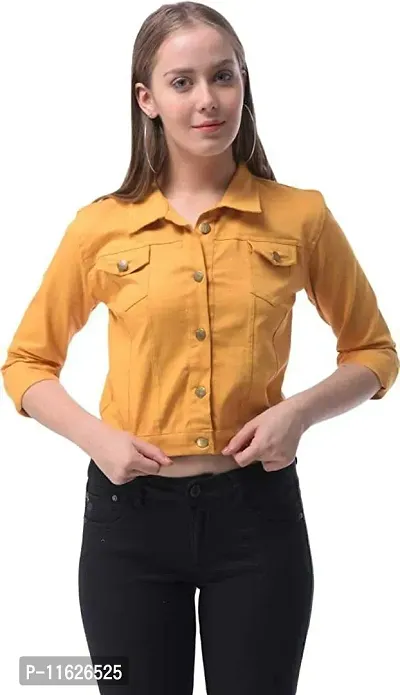 Stylish Fancy Solid Full Sleeves Denim Jackets For Women-thumb0