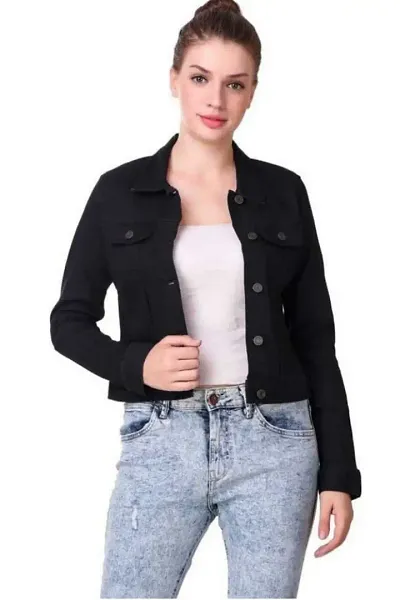 Trendy Solid Lightweight Denim Jacket For Women