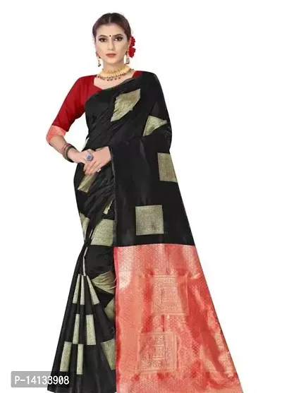 Stylish Art Silk Black Embroidered Saree with Blouse piece