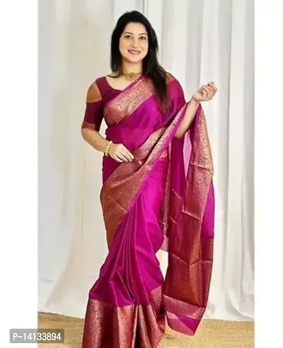 Stylish Art Silk purple Embroidered Saree with Blouse piece-thumb0