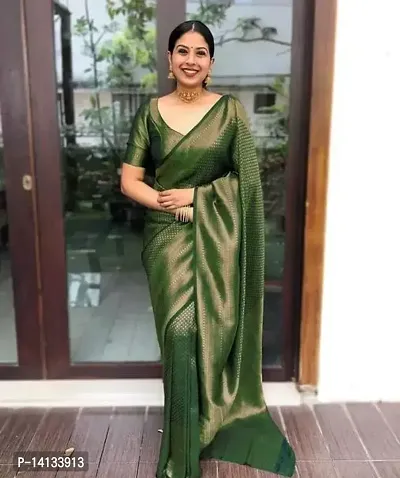 Stylish Art Silk Green Embroidered Saree with Blouse piece