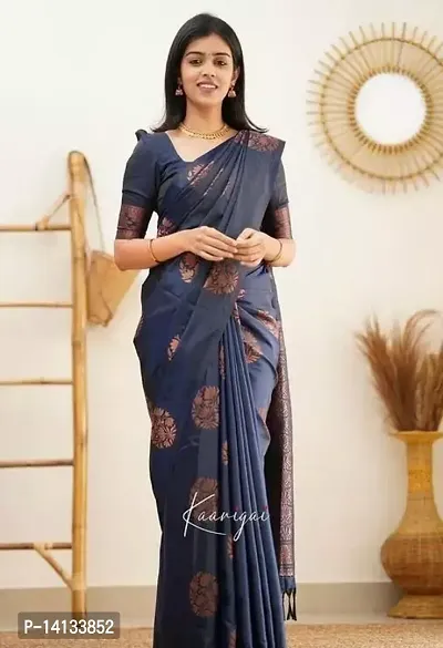 Stylish Art Silk Grey Embroidered Saree with Blouse piece-thumb0