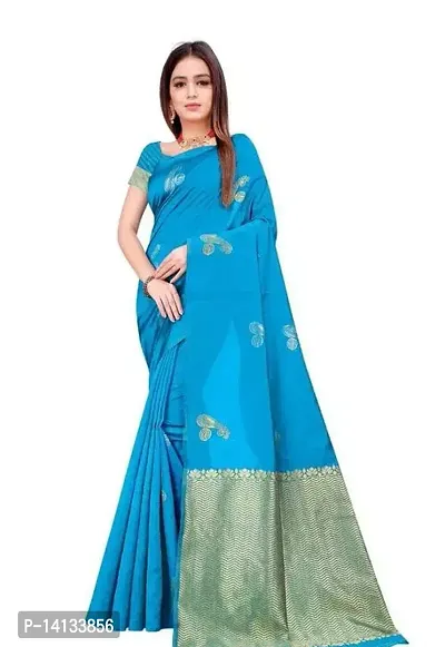 Stylish Art Silk Blue Embroidered Saree with Blouse piece-thumb0