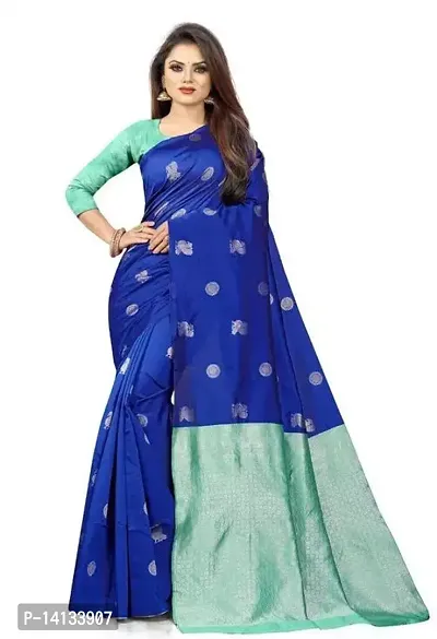 Stylish Art Silk Blue Embroidered Saree with Blouse piece-thumb0