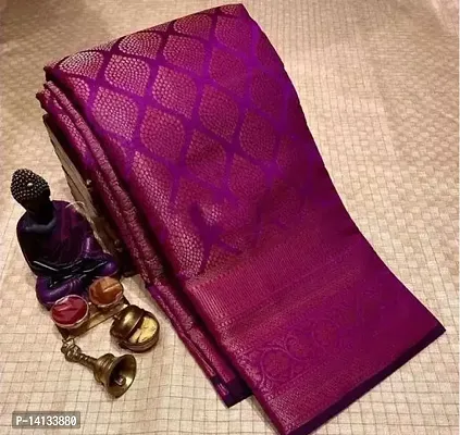 Stylish Art Silk purple Embroidered Saree with Blouse piece-thumb0