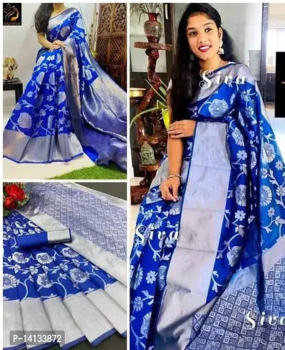 Stylish Art Silk Blue Embroidered Saree with Blouse piece-thumb0