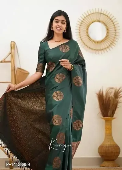 Stylish Art Silk Green Embroidered Saree with Blouse piece-thumb0