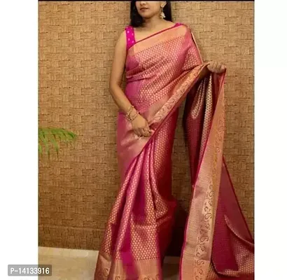 Stylish Art Silk Pink Embroidered Saree with Blouse piece-thumb0