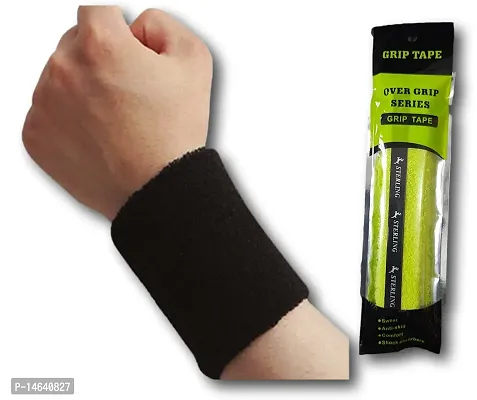 Combo of Towel Grip(1 Pc)  for badminton Racket and Wrist Band (Pair)