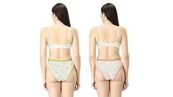 Benivogue Cotton Panty Cotton Bras Set for Girl's , Floral  Heart Printed Women Lingerie Innerwear Set for Every Use, Pure Cotton Bra  Penty Set of 2-thumb1