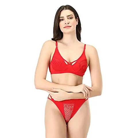 Uniqlive Bra Panty Set Self Design Lingerie Set